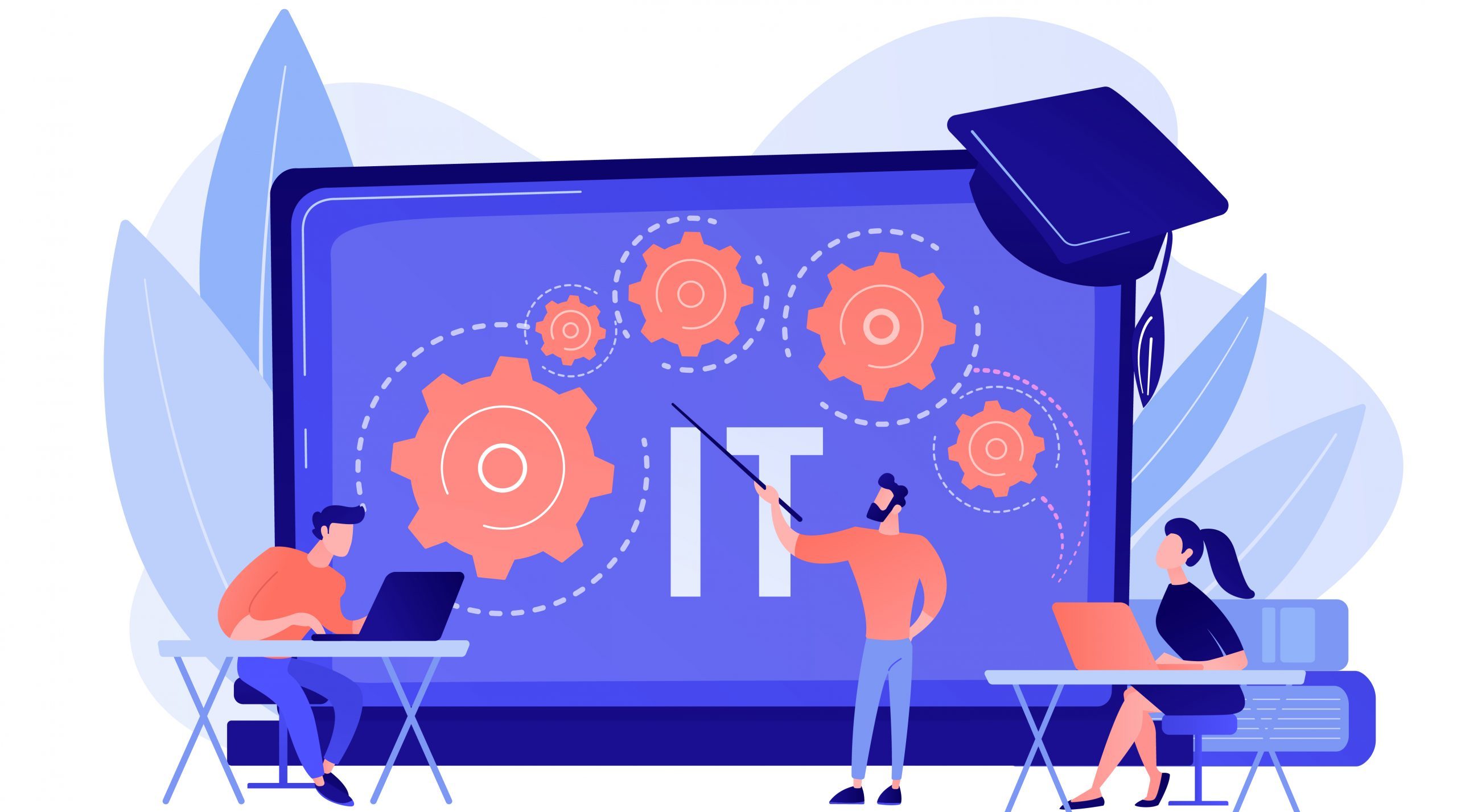 Information technology courses concept vector illustration IT