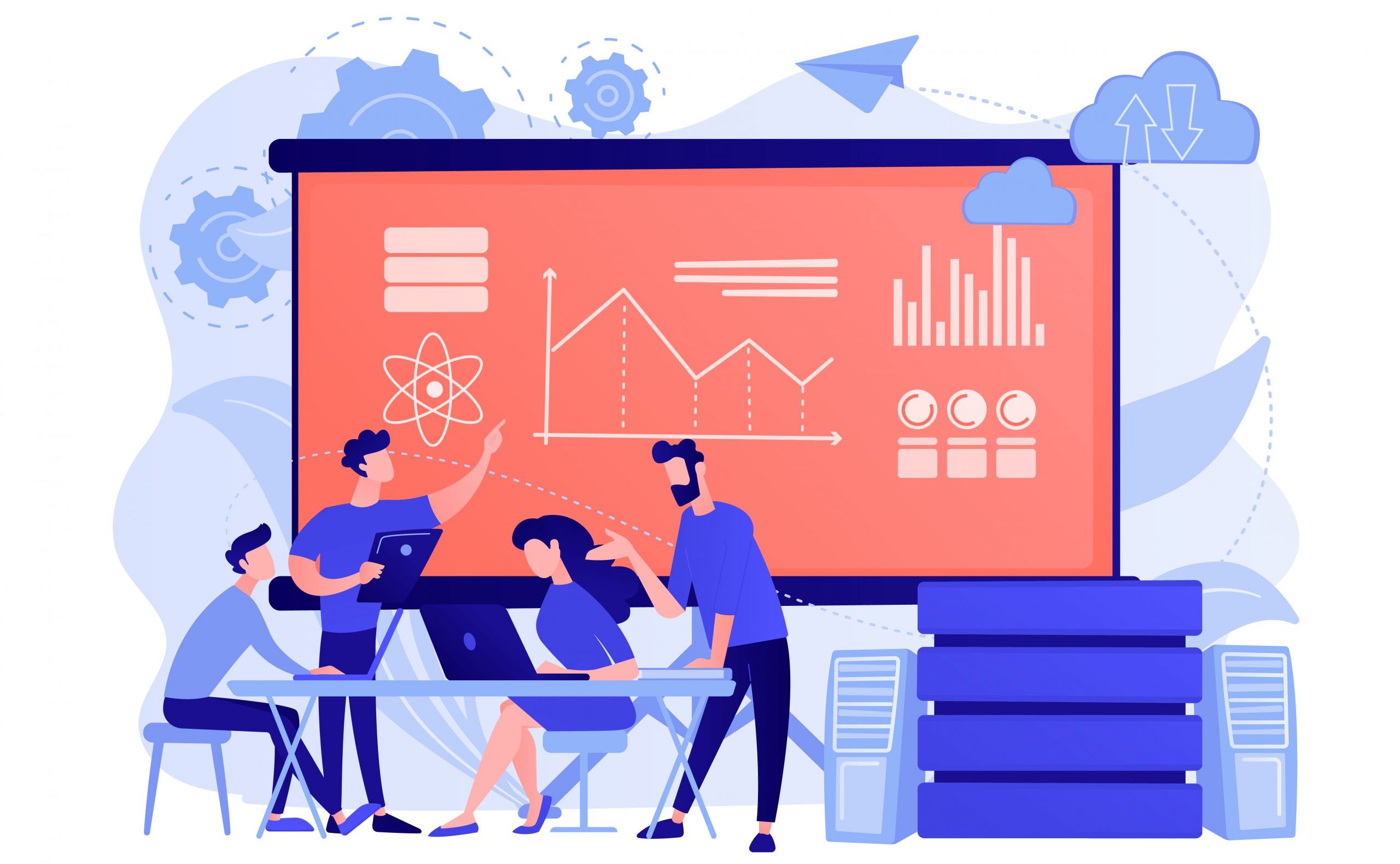 Big data conference concept vector illustration. Data Science