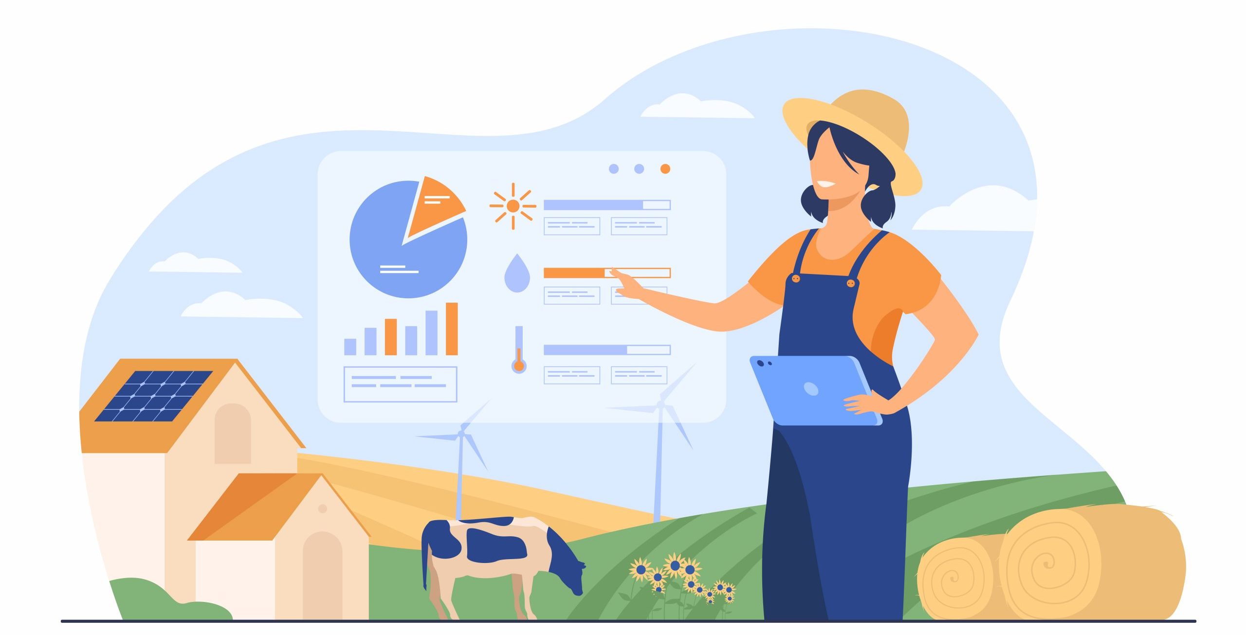 Happy female farmer working on farm to feed population Farming